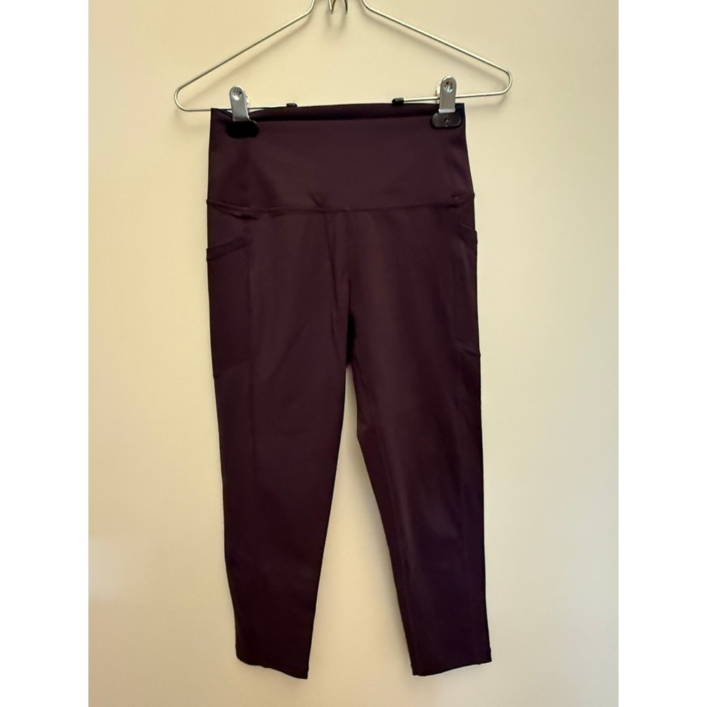 Zyia Active Women Plum High Waisted Pocket Leggings Purple 7/8 Crop Size 6-8